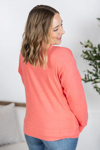 Corrine Ribbed Pullover Top - Coral