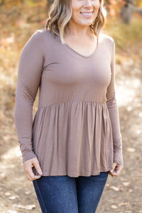 Long Sleeve Sarah Ruffle - Mocha