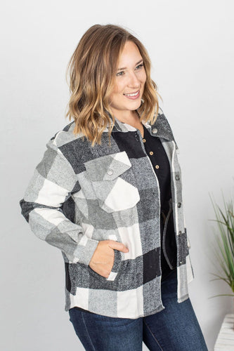 Holly Plaid Shacket - Black and White